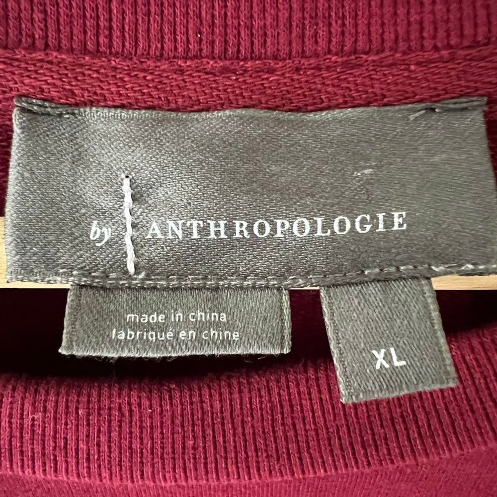 English Factory Ruffle Puff Sleeve Top XL Burgundy Sheer Mix Media Anthropologie - Picture 3 of 9